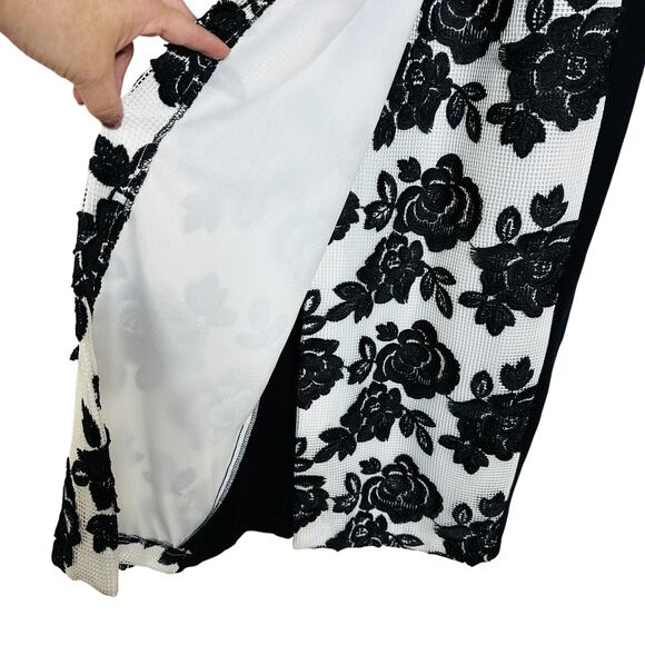 Eva Franco Stretch Black Floral Sleeveless Ponte Knit Dress Women's Size 6 NWT - Picture 6 of 11